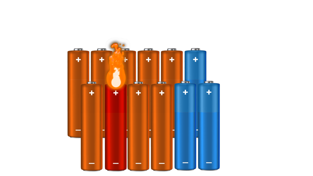 An animated image depicting how thermal runaway works in batteries.